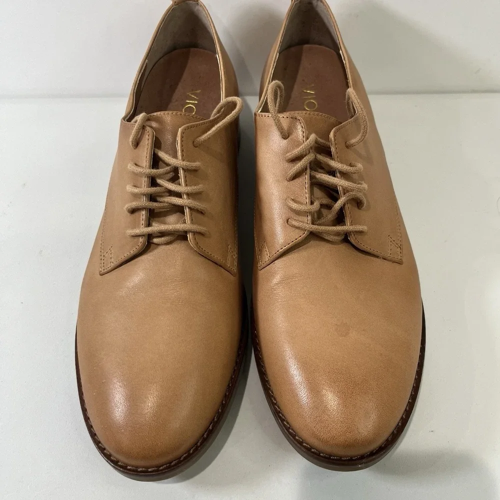 Vionic Women's Weslyn Lace Up Leather Oxford Shoes 8.5 Tan Brown Buttery Soft